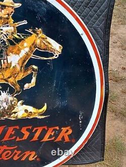 Winchester Western Double Sided Aluminum Sign 38 Inch Diameter