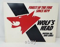 Wolf's Head Motor Oil Sign Original Double sided nice 12×10 Gas Station