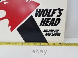 Wolf's Head Motor Oil Sign Original Double sided nice 12×10 Gas Station