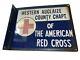 14 Original Rare Vintage Croix-rouge Américaine À Double Face En Porcelaine Adv. Signe