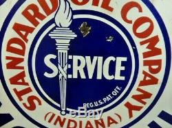 1920 Double Sided Porcelaine Standard Oil Iso-vis Indiana 30 Sign & Cadre