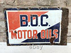 1920 Vintage Burmah Oil Company Motor Oils Double Sided Enamel Sign Board Londres