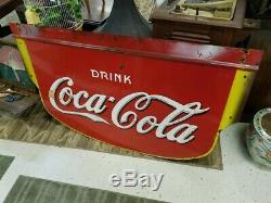 1929-1941 Coca Cola Double Face Sign Porcelain 3'x5'
