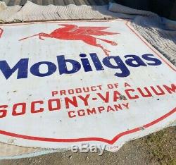 1932 Gas Mobile Socony Vide Double Face Porcelaine 48 Bouclier Pegasus Sign