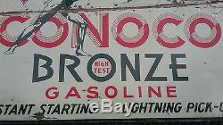 1933 Conoco Bronze Double Face Affichage Tin Sign & Matching Carte Bronze 1930