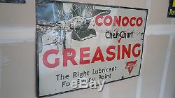 1933 Conoco Bronze Double Face Affichage Tin Sign & Matching Carte Bronze 1930