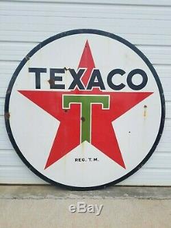 1939 Texaco Double Sided Station Porcelaine 72 Gas Filling Station Dealer Connexion