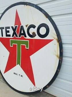 1939 Texaco Double Sided Station Porcelaine 72 Gas Filling Station Dealer Connexion