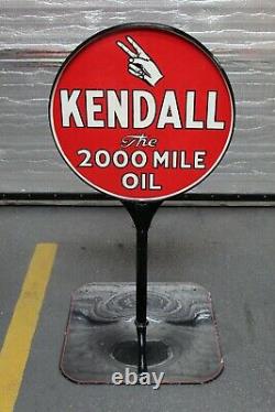 1940-50s Kendall Motor Oil Double Face Porcelaine Lollipop Signe