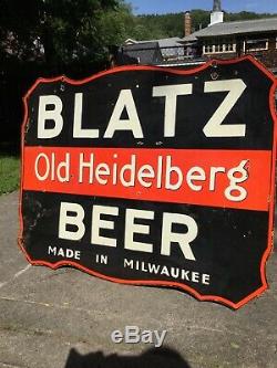 1940 Original Blatz Beer Double Face Porcelaine Signe