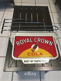 1940 Royal Crown Cola Suspendu Double Signe Face Avec Bouteille Rc Cola