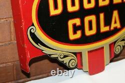 1940s Drink Double Cola Soda Rare Double Sided Tin Flange Signe