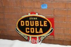 1940s Drink Double Cola Soda Rare Double Sided Tin Flange Signe