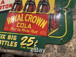 1941 Rc Royal Crown Cola Six Pack Vert Nehi Double Face Hanging Soda Rare Inscrivez-vous