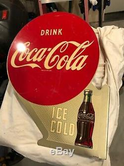 1949 Coca Cola Double Face Station Bride Métal Vintage Sign Ice Cold