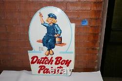 1954 Original Dutch Boy Paints Rare Double Sided Tin Flange Signe