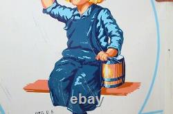 1954 Original Dutch Boy Paints Rare Double Sided Tin Flange Signe