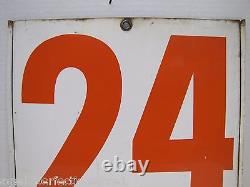24 36 Ancien Panneau de Prix de Station-Service Double Face en Tôle Métallique avec Œillets et Insert à Pivoter