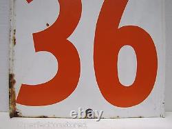 24 36 Ancien Panneau de Prix de Station-Service Double Face en Tôle Métallique avec Œillets et Insert à Pivoter