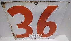 24 36 Ancien Panneau de Prix de Station-Service Double Face en Tôle Métallique avec Œillets et Insert à Pivoter