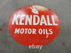 24 Old Vintage Original Kendall Motor Oils Signe Double Sided Enamel Sign