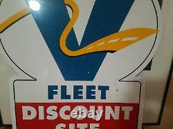 24x20 Essence Vintage Valero Fleet Discount Site Double Sided Metal Sign