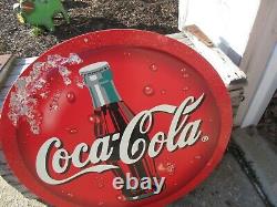 Affiche publicitaire double face Vintage Coca Cola de grande taille