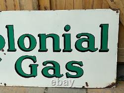 Affiche publicitaire en porcelaine d'époque de station-service coloniale avec enseigne double face de garage à huile