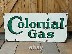 Affiche publicitaire en porcelaine d'époque de station-service coloniale avec enseigne double face de garage à huile