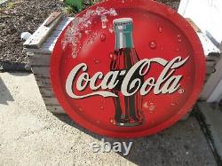 Affiche publicitaire vintage double face de grande taille Coca Cola