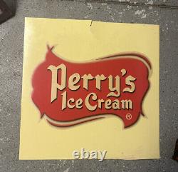 Affiche rare double face de Perry Ice Cream - Vintage et authentique, réservée aux concessionnaires publicitaires