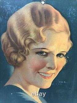 Affiche rare double face des années 1920 de SNUFF RED SEAL aux damiers avec une fille RED SEAL