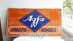 Agfa Agfa Photo Goods Double Sided Advt. Émail Panneau D'affichage En Porcelaine D'étain E7