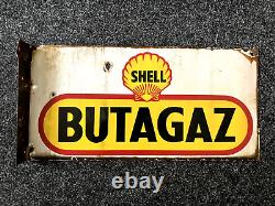 Ancienne Publicité Panneau Double Face Shell Butangaz