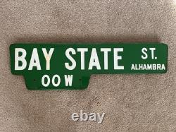 Ancienne plaque de rue Bay State en porcelaine
