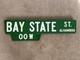 Ancienne Plaque De Rue Bay State En Porcelaine
