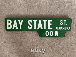 Ancienne plaque de rue Bay State en porcelaine