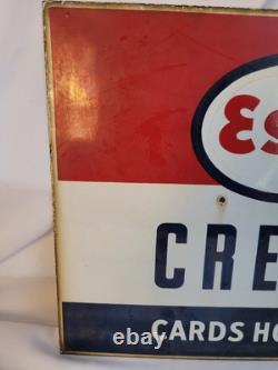 Anciennes cartes de crédit Esso honorées - enseigne en porcelaine double face