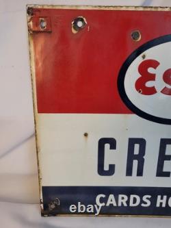 Anciennes cartes de crédit Esso honorées - enseigne en porcelaine double face