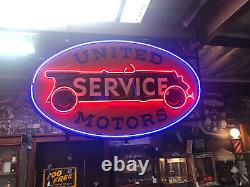 Années 1930 United Motors Service Concessionnaire Double Sided Neon Porcelaine Signe