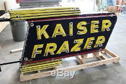 Années 1940-1950 Kaiser Frazer Double Face En Porcelaine Néon Cook Sign Co Signe Du Concessionnaire