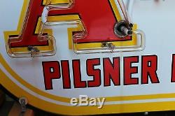 Années 1940 Original Pilsner Beer A-1 Double Face En Porcelaine Phoenix Neon