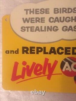 Années 1950 Ces Oiseaux Ont Été Pris Voler De L’essence! Ac Spark Plug Double Sided Signe