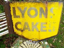 Antique Lyon Cakes Émail Boutique Double Signe Original Face Avec Support Mural