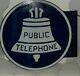 Antique Public Telephone Painted Aluminium Double Faced Flange Signe