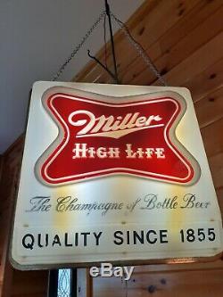 Antique Vtg 1957 Miller Display High Life Lighted Store, Double Face Signe / Horloge