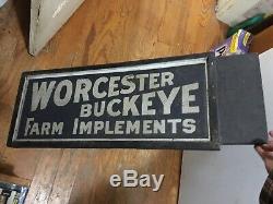 Antiquité Worcester Buckeye Farm Met En Place Un Magasin De Signes C1890s Double Face