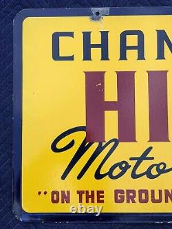 Authentic Vintage 1930's Champlin Hi-v-i Motor Oil Porcelaine Double-sided