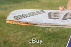 Batteries Vintage Burgess Double Face Wood Sign Non Huile Porcelaine Gaz Nice