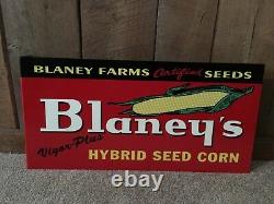 Blaney's Hybrid Graines De Maïs Feed Blange Double Sided Sign USA Made